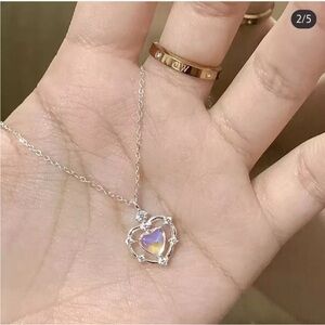 Gradient love gemstone necklace for women high-end couple love clavicle necklace